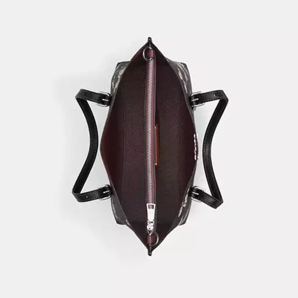 🎁 Coach Mollie Tote Bag 25 With Bow Print Silver/Black Multi - Picture 3 of 8